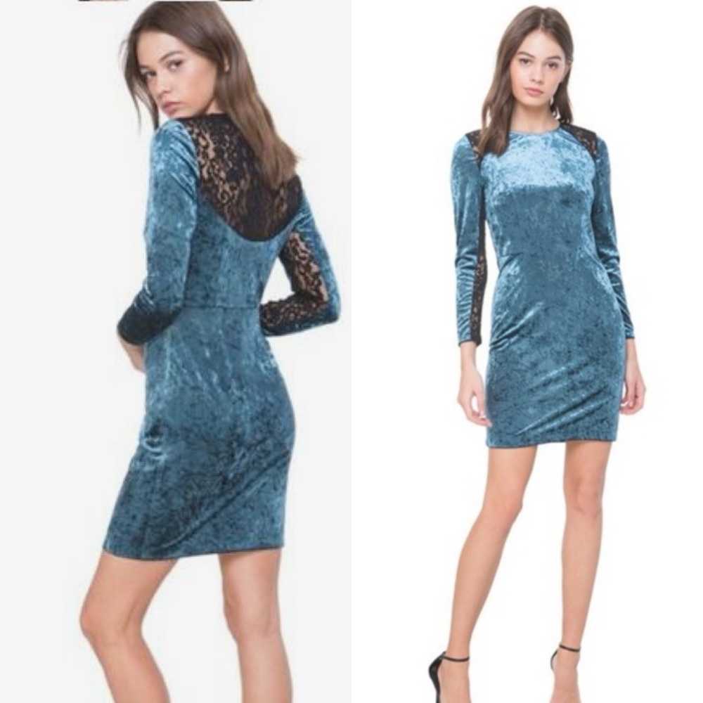 Juicy Couture Black Label Y2K Crushed Velour Lace Mini Dress Size 10